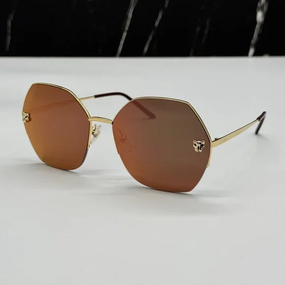 NEW CARTIER CT0332S 005 GOLD BROWN WOMEN SUNGLASSES CARTIER - Picture 4 of 15